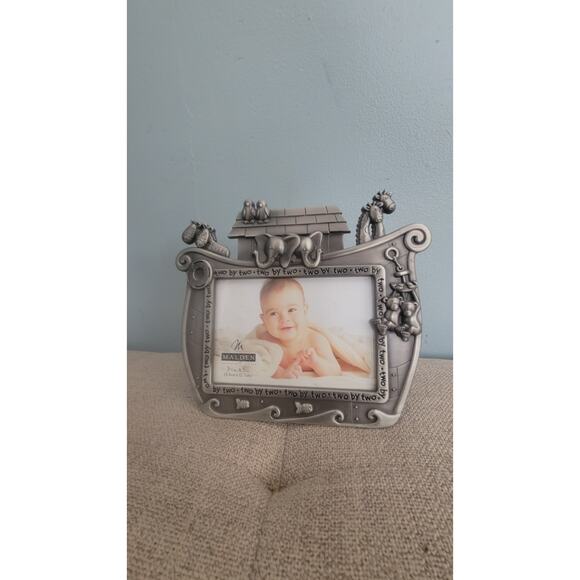 Malden Noah's Ark Infant Baby Picture Photo Frame 3 x 5" Silver NEW - Picture 1 of 2